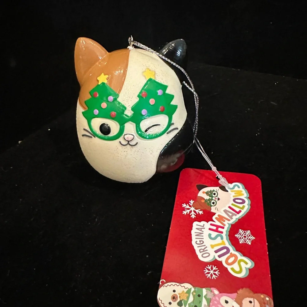 Squishmallow Cam the Cat Festive Ornament - Brown, Black, White